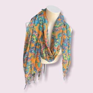 Aerie orange/blue floral cotton scarf